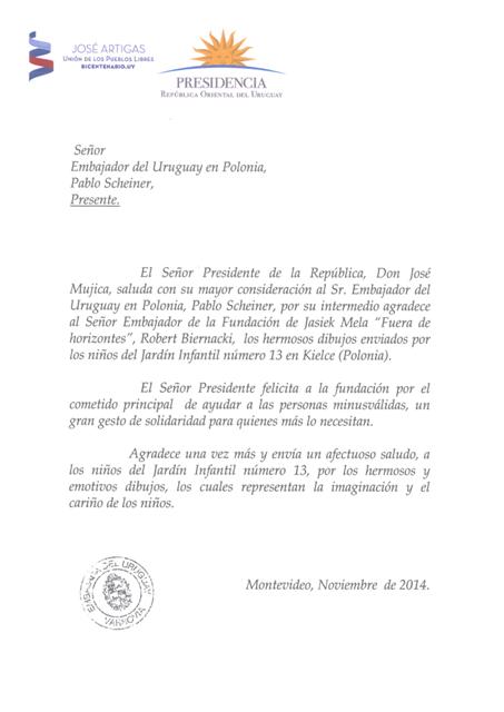 Podziękowania od prezydenta Urugwaju