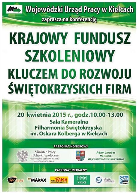Plakat promujący konferencję Wojewódzkie Urzędu Pracy w Kielcach