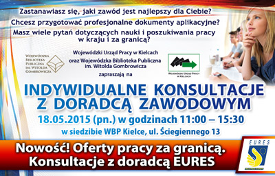 Plakat promujący wydarzenie Indywidualne konsultacje z doradcą zawodowym