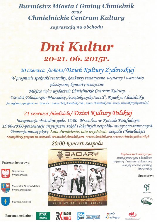 Plakat zapowiadający Dni Kultur w Chmielniku