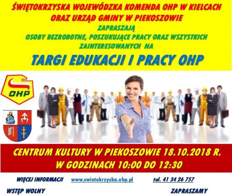 Plakat Targi Edukacji I Pracy Ohp 18.10.2018 Piekoszów